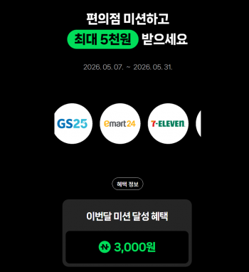 [네이버] 매달 편의점 50,000원 이상 결제시 3,000원 적립