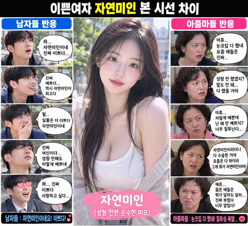 자연미인 본 시선 차이