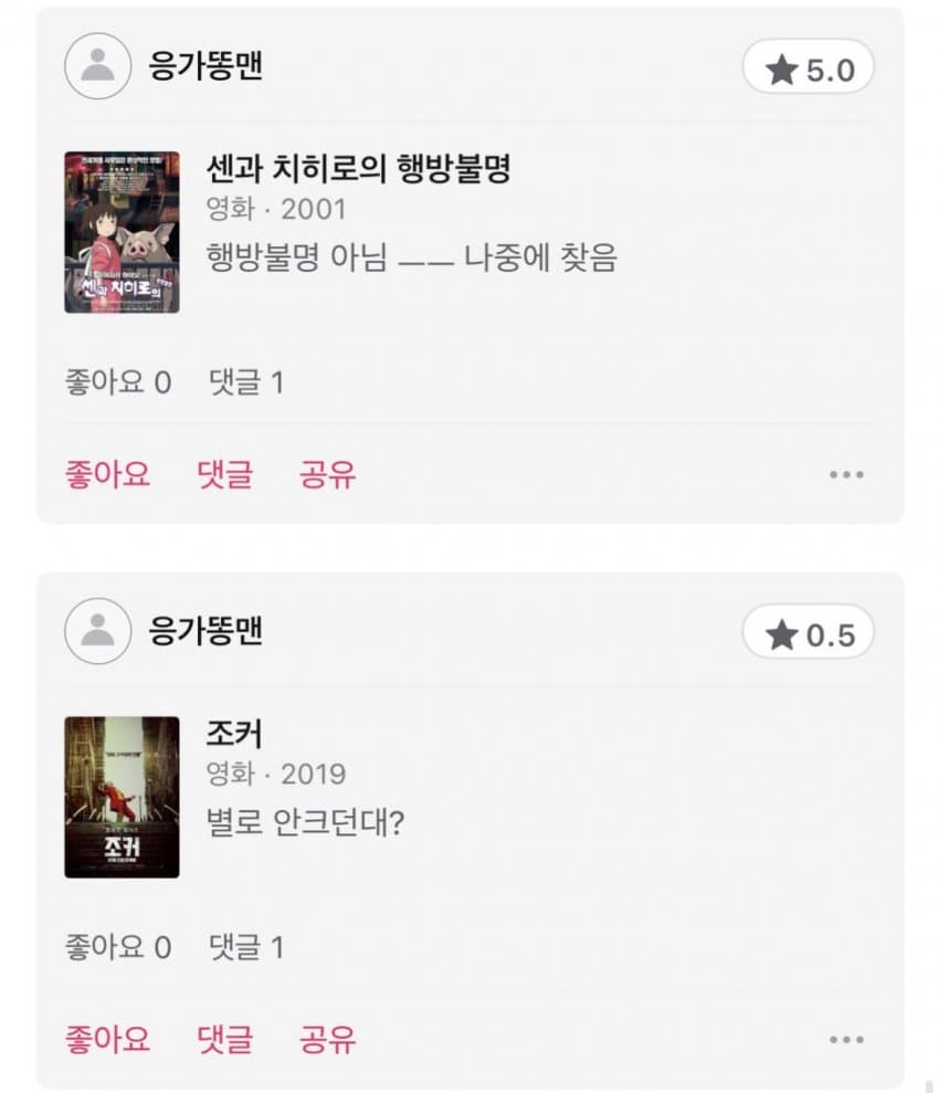 싱글벙글 왓챠 영화 코멘트촌