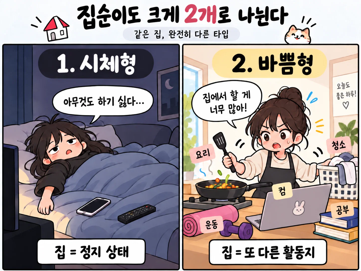 집순이도 크게 두가지로 나뉨