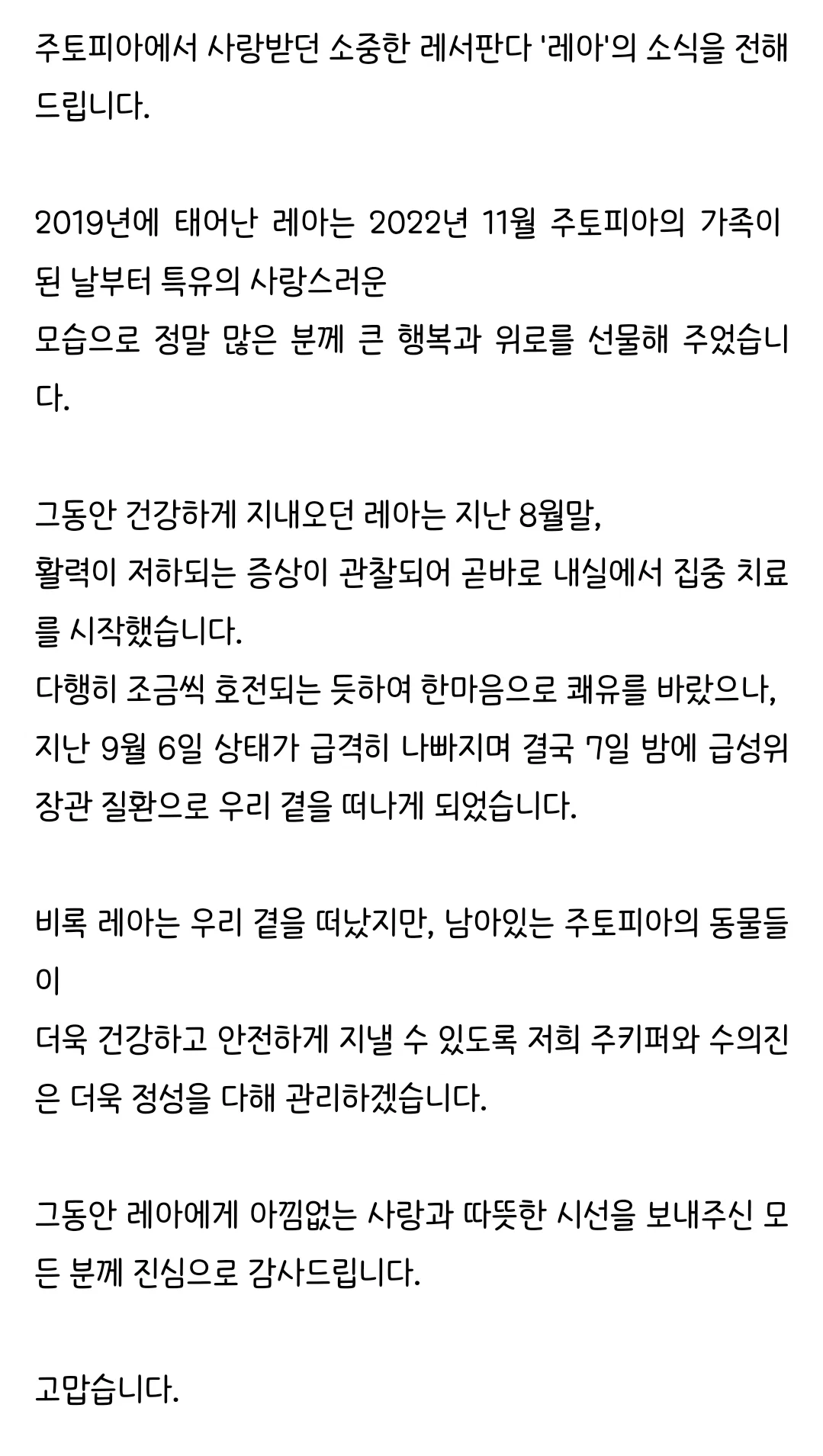 에버랜드 레서판다 '레아' 레서별로 여행