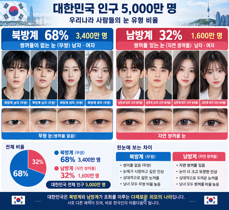 대한민국  눈 비율