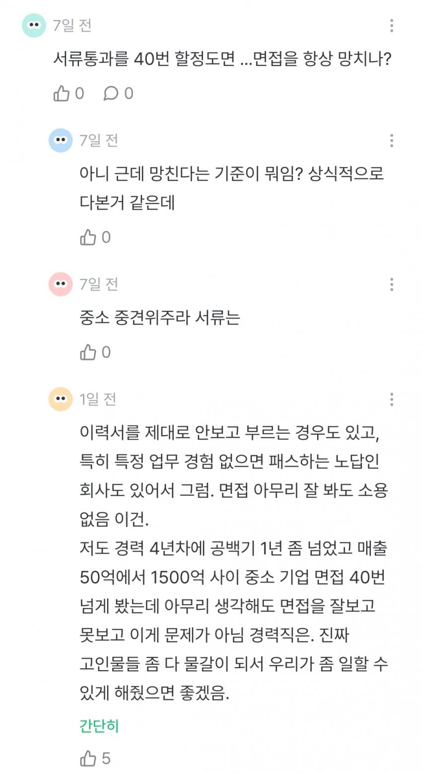 30대 인서울인데 면접 40번 넘게 탈락한다는 잡플인 (6)