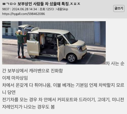 보부상인 사람들 차 샀을때 특징 작성시