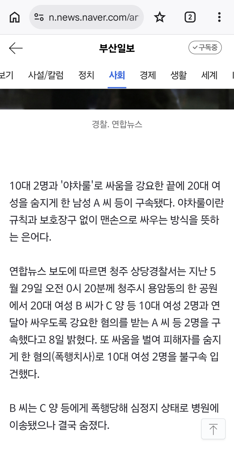 연인에게 '야차룰' 강요받고 10대들과 싸운 20대 여성 사망 (2)