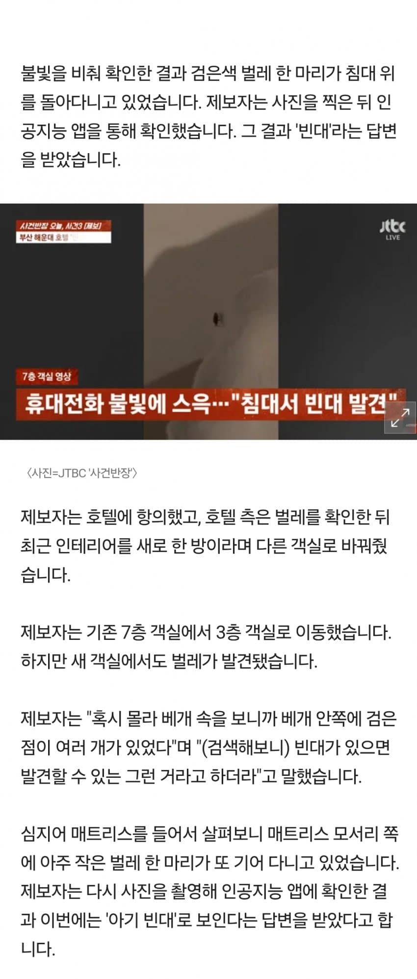 해운대 한 호텔에 빈대 출현…호텔은 "환불 불가" (13)