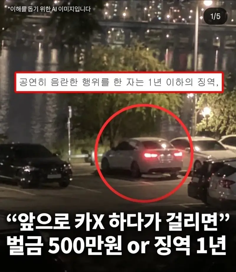 앞으로 차에서 성관계하다 걸리면 ㅈ됨