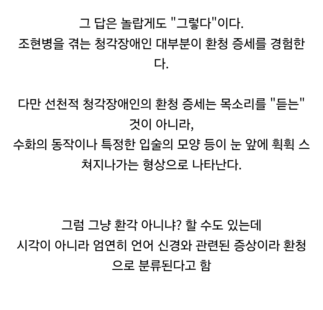 "청각장애인도 환청을 겪을 수 있을까?" (2)
