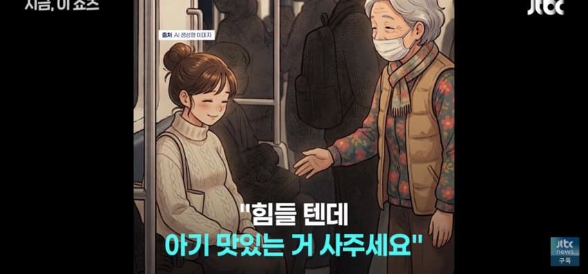 "아기 맛있는 거 사줘요", 임신부 울린 1호선 할머니 (8)