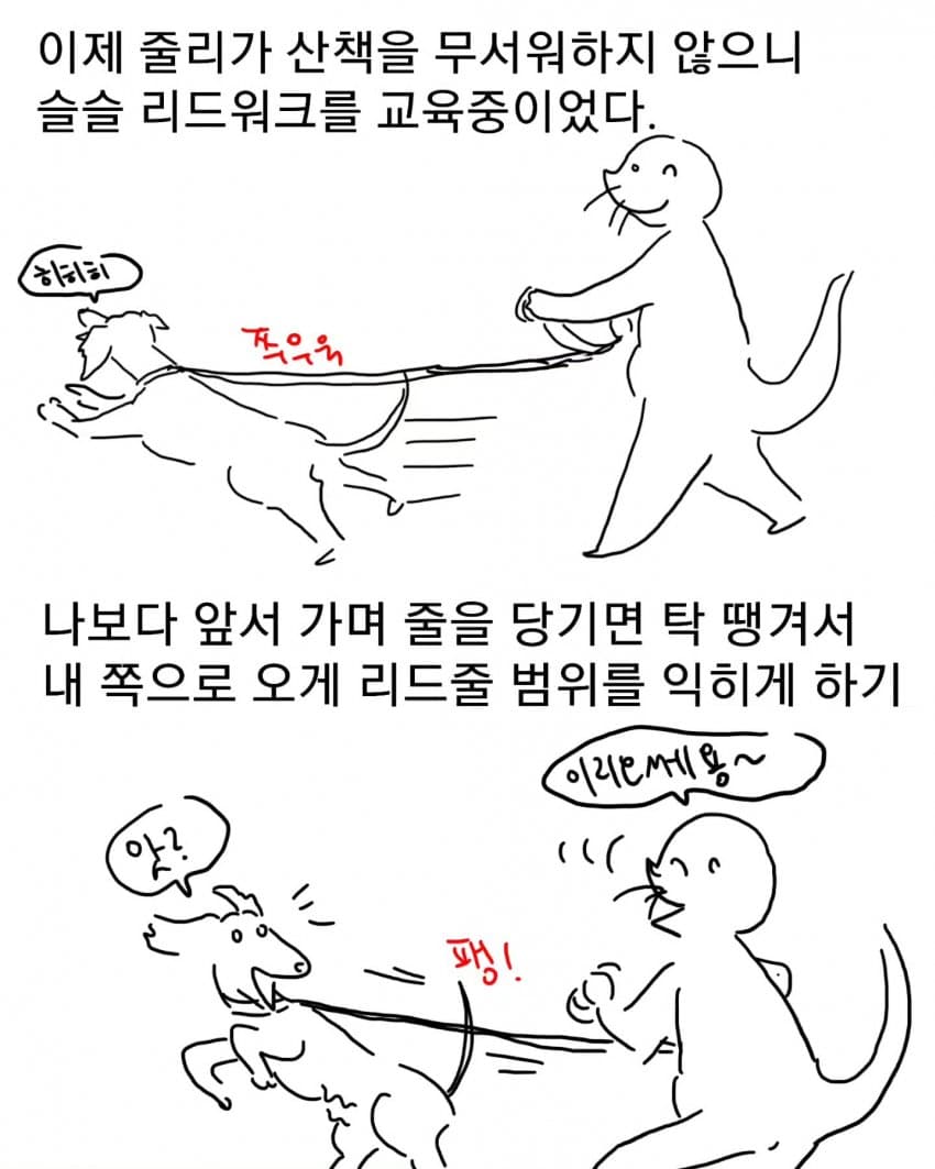오토바이 무서워하는 강아지 교육하는 만화 (17)