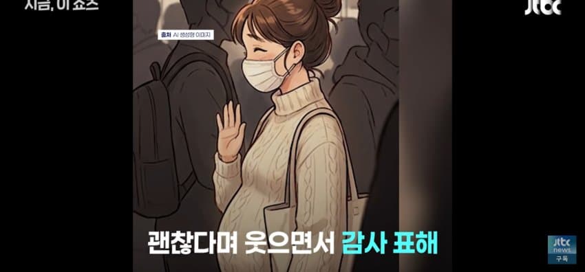"아기 맛있는 거 사줘요", 임신부 울린 1호선 할머니 (5)