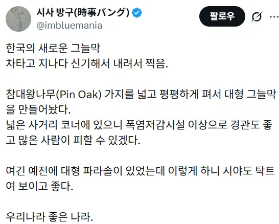 한국의 새로운 그늘막