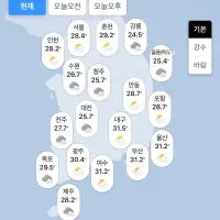 현재 전국 기온