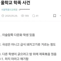 식판 던져서 학폭 처분 받은 무슬림 다문화 학생