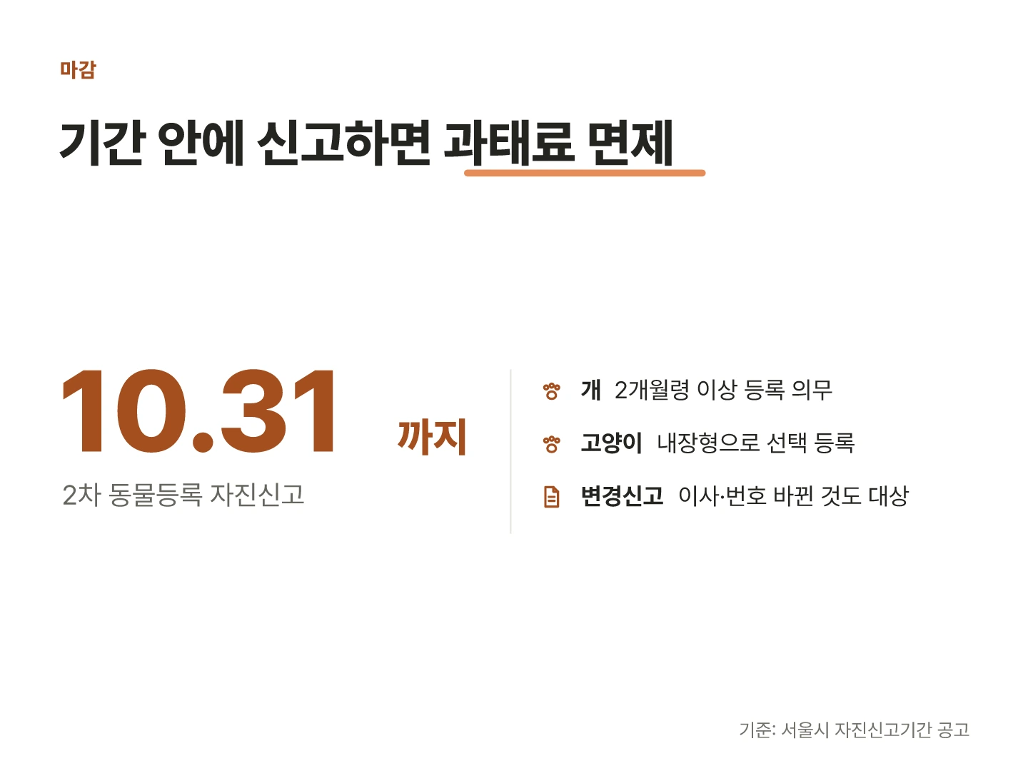 2026년 2차 동물등록 자진신고 기간과 대상 구분
